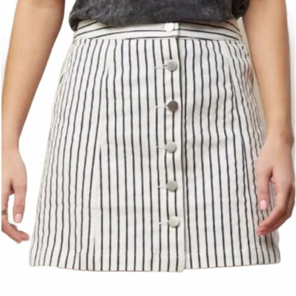 Altar'd State White and Blue Button Striped Skirt Size Medium - Picture 2 of 8